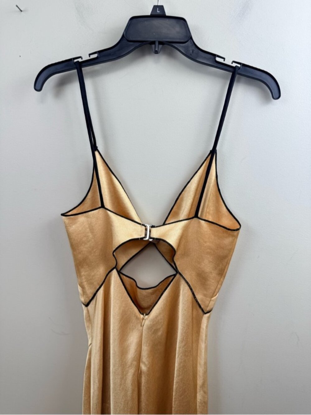 Bec & Bridge Hazel Cutout Satin Maxi Dress in a wheat color. 4 - Picture 10 of 16